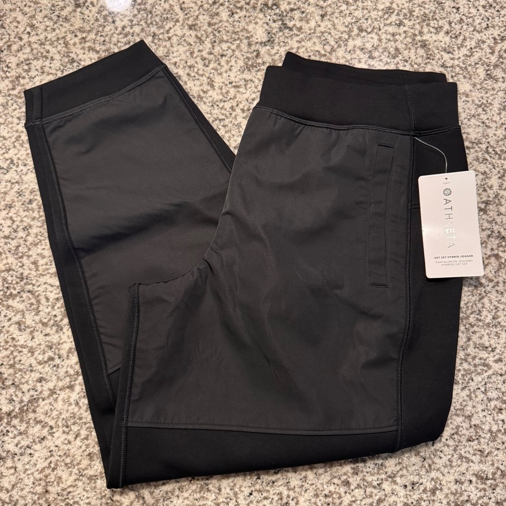 Athleta Womens Black Hybrid Joggers Size L